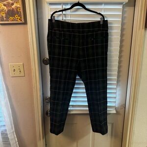 crown & ivy Blue Plaid Dress Pants with Green and Red, Bow at back